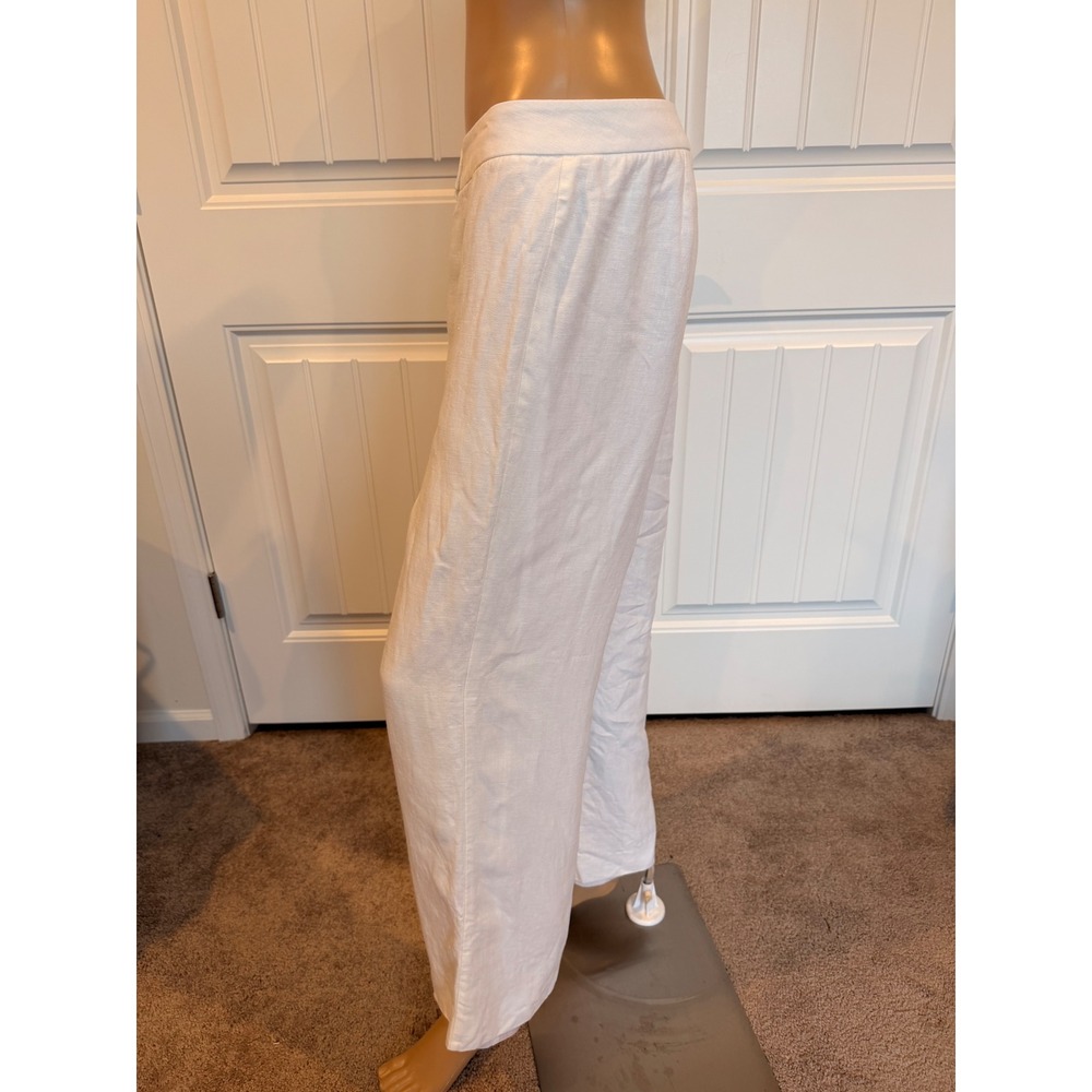 Lafayette 148 New York White Linen Wide Leg Trousers Pants Womens - Picture 12 of 16